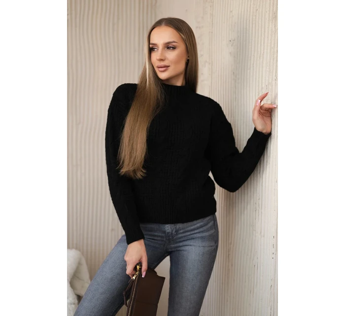 Svetr model 18966176 přes hlavu černý - K-Fashion Svetr model 18966176 přes hlavu černý - K-Fashion