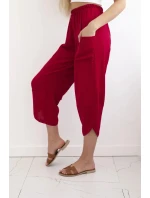 Kalhoty se širokými nohavicemi a kapsami Burgundsko Kalhoty se širokými nohavicemi a kapsami Burgundsko