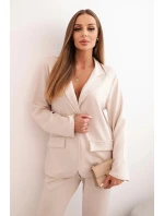 Komplet dámský s viskózou s ozdobami a elastickými kalhotami béžový Komplet dámský s viskózou s ozdobami a elastickými kalhotami béžový