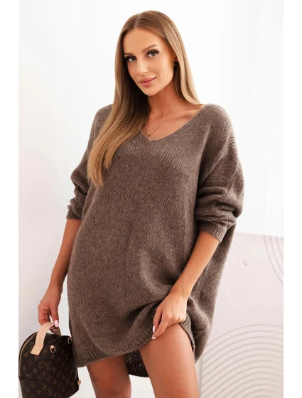 Dámské šaty Plus Size vlněné s výstřihem do V fango