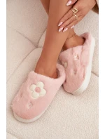 Kožešinové pantofle s květinami Růžové Selinne Kožešinové pantofle s květinami Růžové Selinne