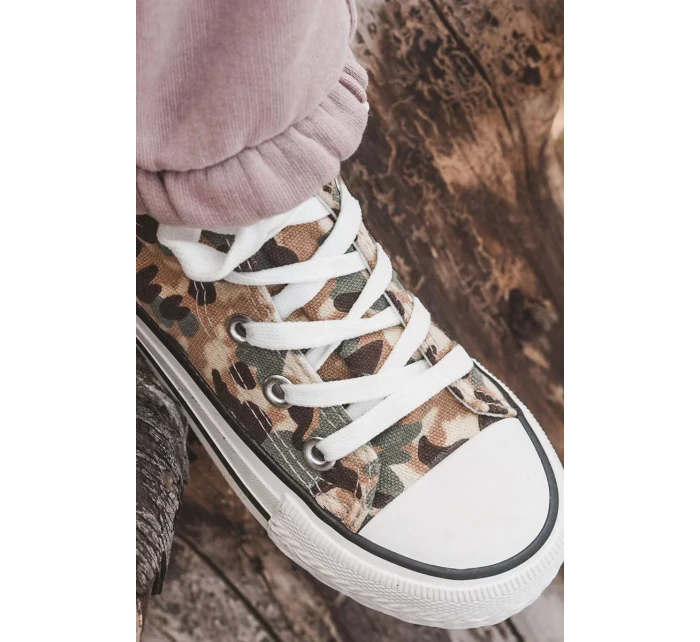 Dětské vysoké tenisky s zipem Béžová a zelená Filemon