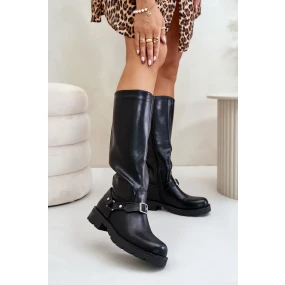 Zateplené Dámské Kozačky Na Zip Eko Kůže Černé Tialethe