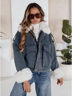 Zimní džínová bunda s kožešinou modrá FashionStreet TY5160