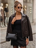 Dámská bunda ve stylu „ramones“ z ekologické kůže, hnědá, FashionStreet TY5918 Dámská bunda ve stylu „ramones“ z ekologické kůže, hnědá, FashionStreet TY5918