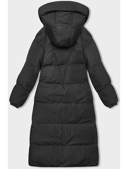 Dlouhá černá hrubší dámská bunda s kapucí model 21246152 - J.STYLE