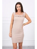 Španělské šaty s volánky béžové Španělské šaty s volánky béžové