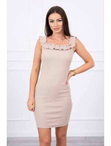 Španělské šaty s volánky béžové Španělské šaty s volánky béžové