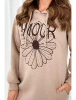 Dlouhé izolované šaty s výšivkou tmavě béžová