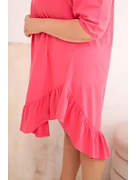Dámské plus size bavlněné šaty s volánem růžová Dámské plus size bavlněné šaty s volánem růžová