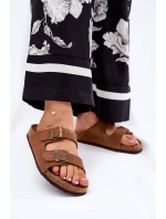 Semišové Dámské Pantofle Se Sponami Big Star RR274A394 Hnědé Semišové Dámské Pantofle Se Sponami Big Star RR274A394 Hnědé