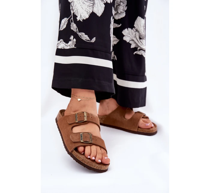 Semišové Dámské Pantofle Se Sponami Big Star RR274A394 Hnědé Semišové Dámské Pantofle Se Sponami Big Star RR274A394 Hnědé