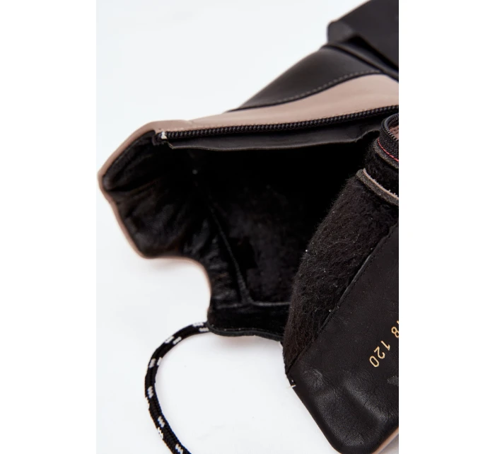 Kožené dámské kotníčkové boty na platformě s vyhříváním Artiker 55C0884 Béžové