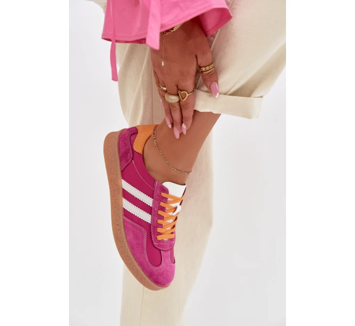 Kožené Dámské Tenisky model 22013924 Fuchsiová - S.Barski Kožené Dámské Tenisky model 22013924 Fuchsiová - S.Barski