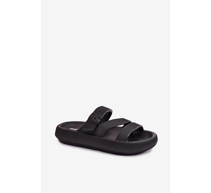 Pěnové dámské pantofle s pásky a sponou Big Star model 22100720 Černé - Big Star Shoes