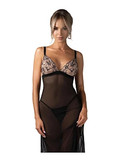 Svůdná noční košilka Vila Blanes Long Chemise černá - Obsessive
