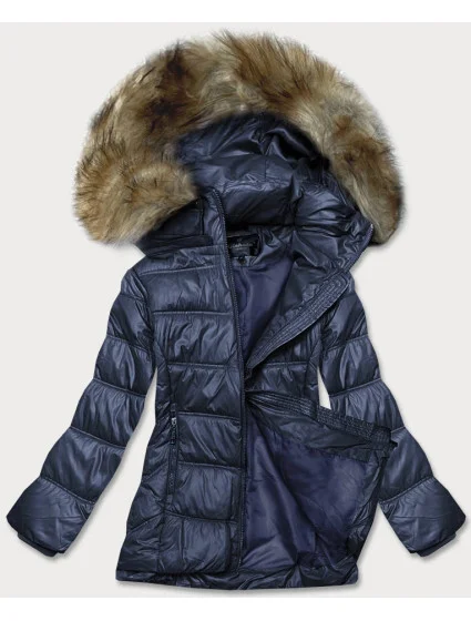 Tmavě modrá dámská prošívaná bunda pro přechodné období (H-205)