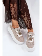 Tenisky Na Platformě S Potiskem Medvěd S.Barski BF51-014 Béžové