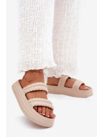 Pěnové Lehká Dámská Klapky Na Platformě S.Barski ZK51-001 Béžové