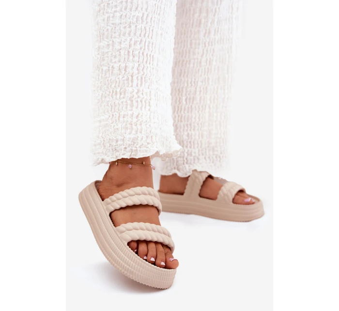 Pěnové Lehká Dámská Klapky Na Platformě S.Barski ZK51-001 Béžové