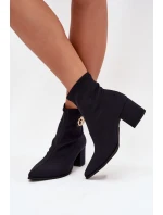 Dámské Botky Na Podpatku Se Zlatým Detalem model 21703508 Černé - Zazoo