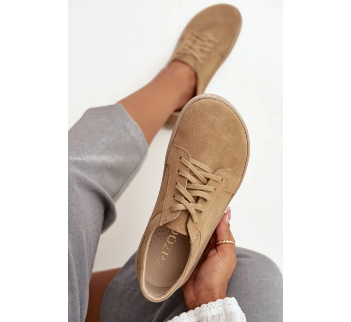 tenisky z přírodního semiše 314 béžové model 21712717 - Zazoo