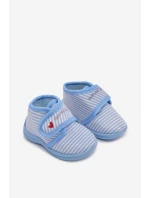 Dětské papuče na suchý zip s pruhy modré Lavelle Dětské papuče na suchý zip s pruhy modré Lavelle