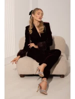 Sandály na podpatku s krystaly stříbrné model 21788244 - Boto