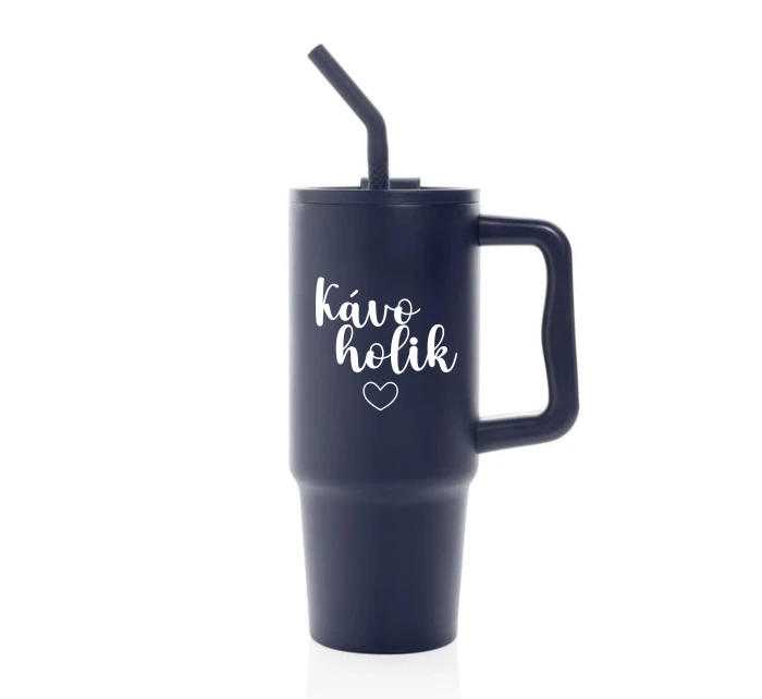 KÁVOHOLIK - modrý cestovní termohrnek 900 ml