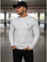 Pánské bílé tričko s dlouhým rukávem Dstreet LX0564