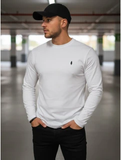 Pánské bílé tričko s dlouhým rukávem Dstreet LX0564