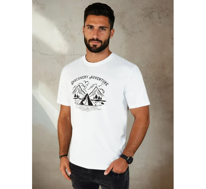 Pánské bílé tričko s potiskem Dstreet model 21973778 - FashionStreet