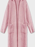 Dlouhá vlněná pláštěnka s kapucí z alpaky, světle růžová (M105-1)