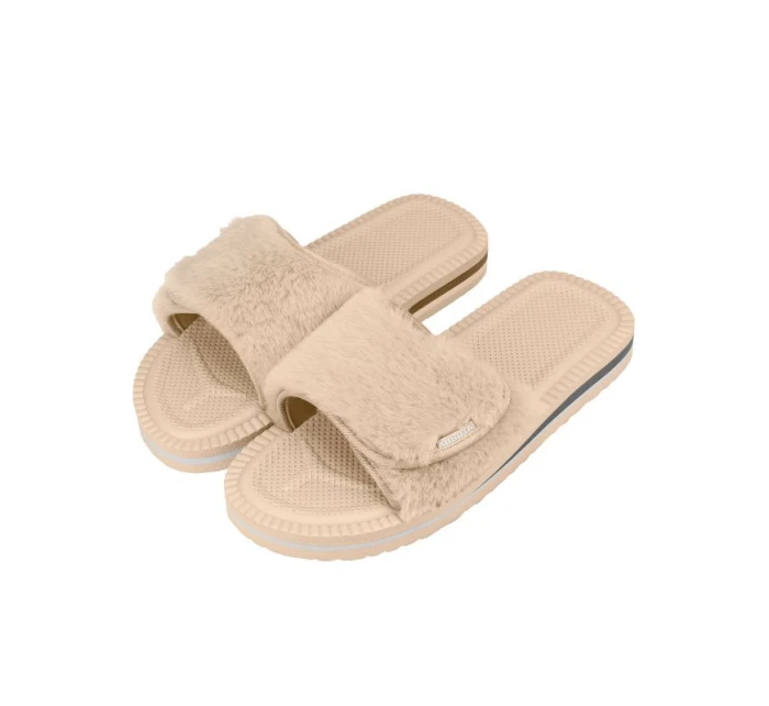 Cubota žabky na suchý zip s kožešinou béžové K24AW-100-001-03-1 Cubota žabky na suchý zip s kožešinou béžové K24AW-100-001-03-1