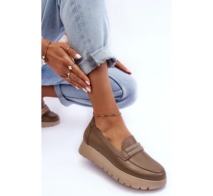 Kožené polobotky na platformě s ozdobou model 21634887 - Boto