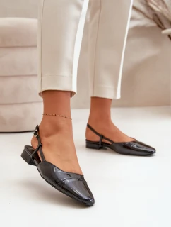 Lakované Baletky Na Nízkém Podpatku S  Černé model 21670622 - Boto