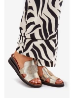 Dámské Klapky Na Klínu Eko Kůže Se Zlaté model 21686811 - Boto