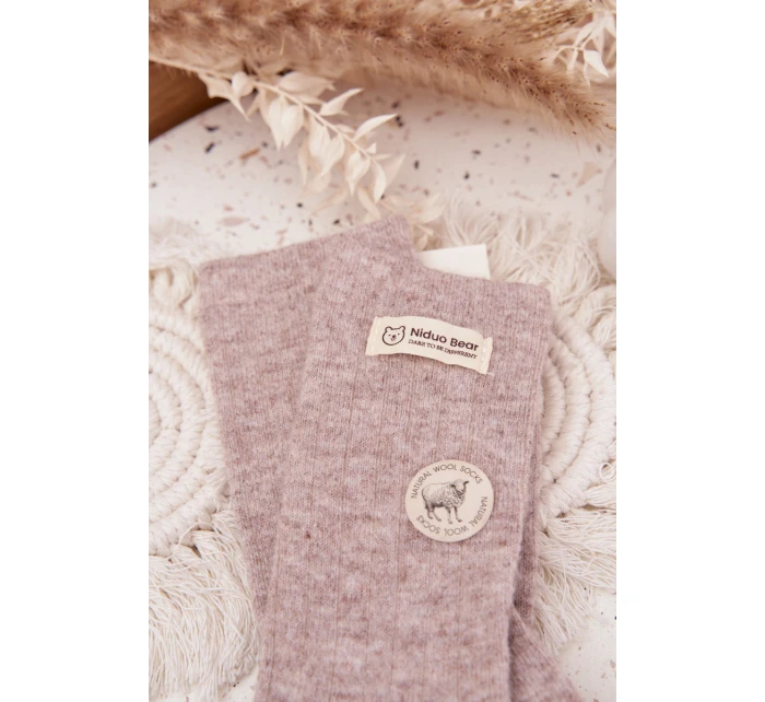 Teplé vlněné dámské ponožky s výšivkou béžové