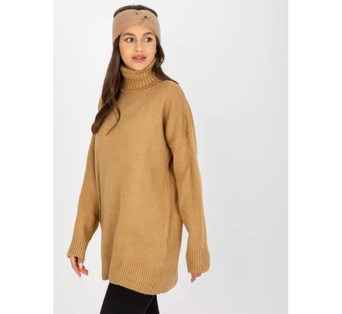 Sweter LC SW model 21755173 camelowy - FPrice Sweter LC SW model 21755173 camelowy - FPrice