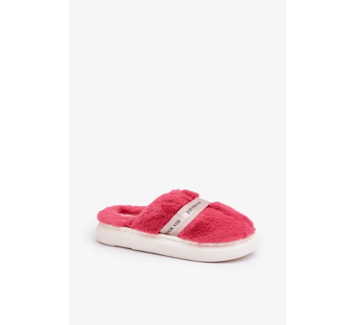 Futrzane Pantofle S Ozdobným Páskem Růžové Savalithea