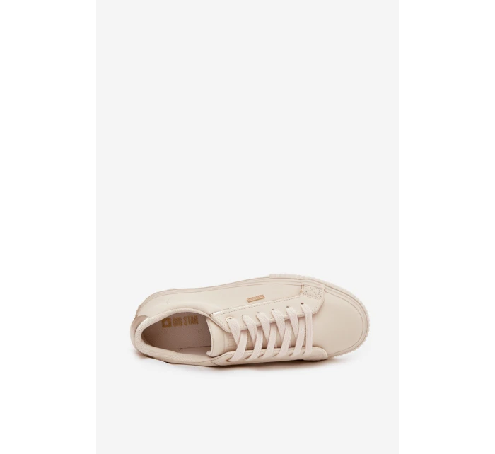 Dámské tenisky z ECO kůže Big Star – béžové/zlaté Dámské tenisky z ECO kůže Big Star – béžové/zlaté