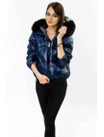 Tmavě modro-šedá oboustranná dámská bunda (b9555) Tmavě modro-šedá oboustranná dámská bunda (b9555)