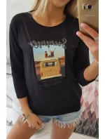 Halenka s potiskem Letní auto černá Halenka s potiskem Letní auto černá