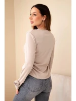 Hedvábná dámská blůzka s řasením po stranách tmavě béžová