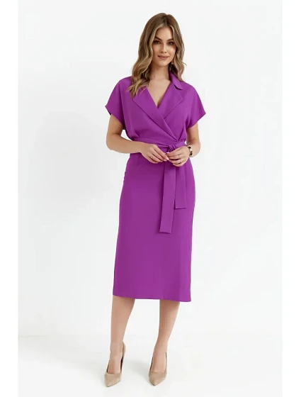 model 20589680 Košilové šaty s páskem na zavázání levandulová barva - STYLOVE