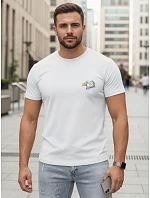 Pánské bavlněné tričko s potiskem orla, bílé, FashionStreet NX0148R