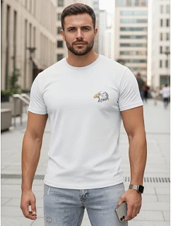 Pánské bavlněné tričko s potiskem orla, bílé, FashionStreet NX0148R