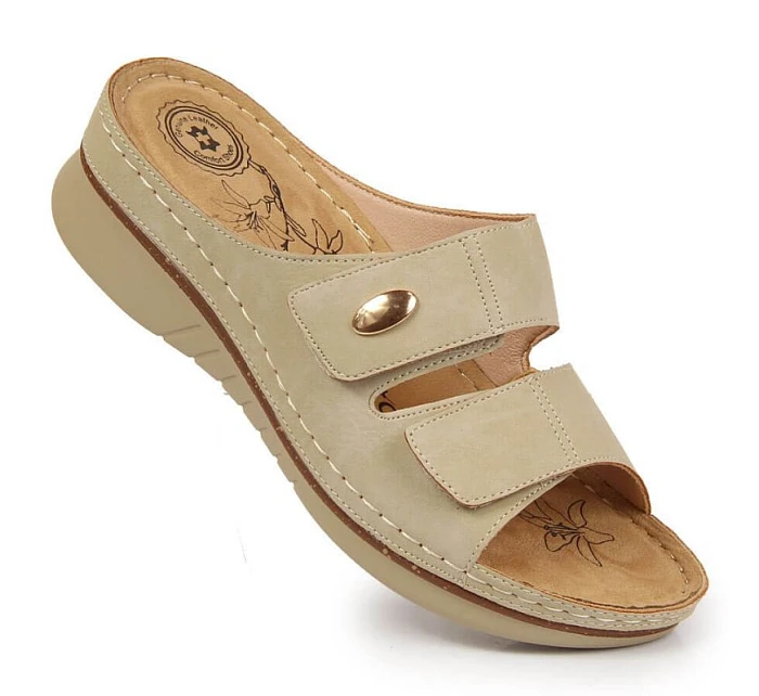 Žabky na suchý zip eVento W EVE224B beige