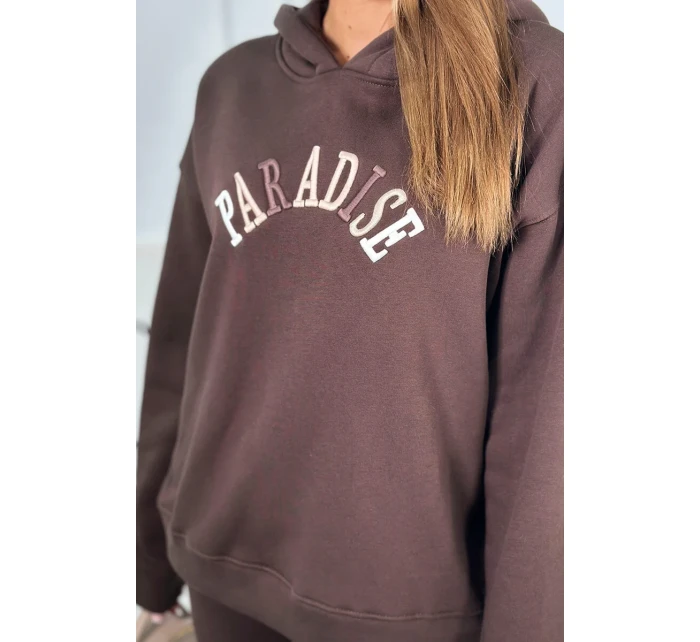 Bavlněná souprava s vyšívaným nápisem Paradise zelený Bavlněná souprava s vyšívaným nápisem Paradise zelený