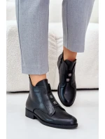 Zateplené dámské boty na plochém podpatku z eko kůže černé model 21675850 - S.Barski